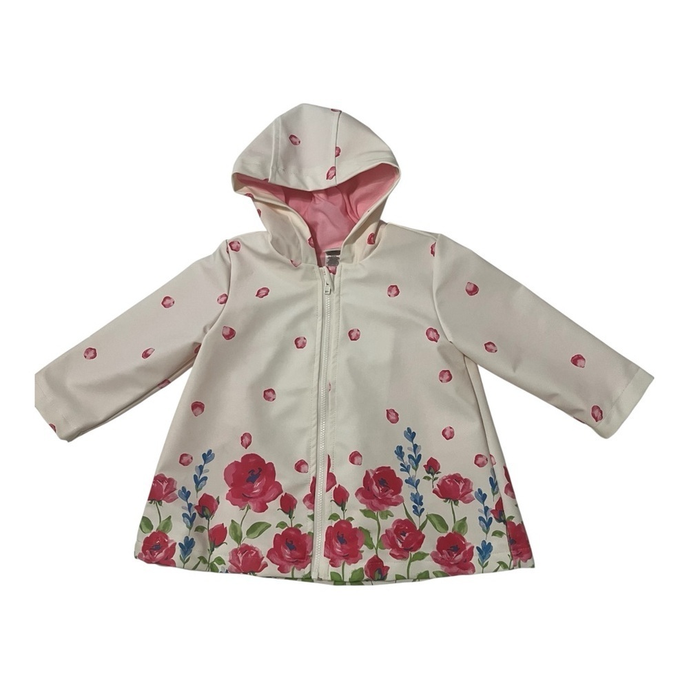 Little Me Cream and Pink Floral Raincoat